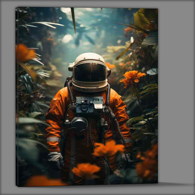 Buy Canvas : (Astronaut Standing Next To Leaves In The Jungle)