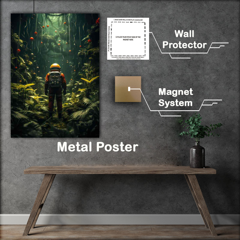 Buy Metal Poster : (Astronauts Journey to the leaves in the space jungle)
