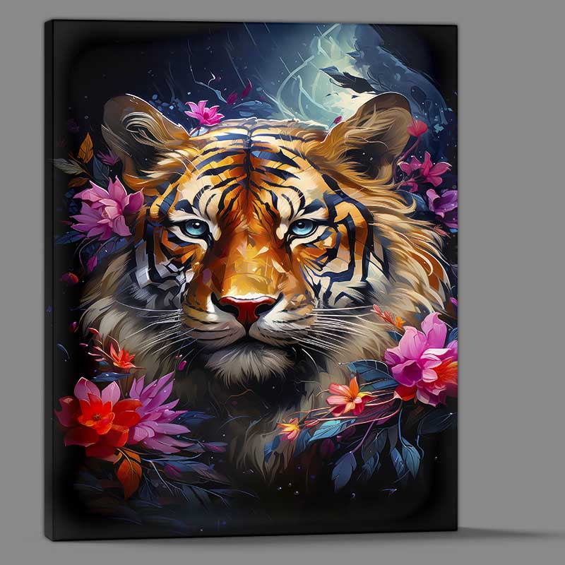 Buy Canvas : (Beautiful tiger with blue eyes and a rich tone)