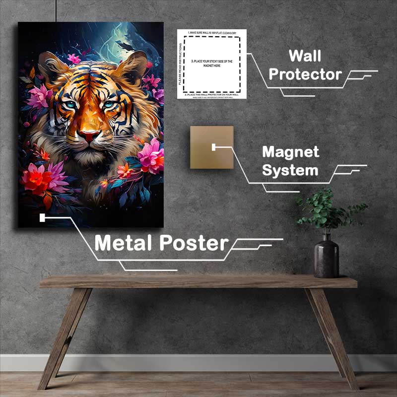 Buy Metal Poster : (Beautiful tiger with blue eyes and a rich tone)