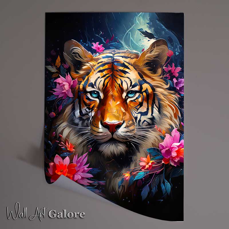 Buy Unframed Poster : (Beautiful tiger with blue eyes and a rich tone)