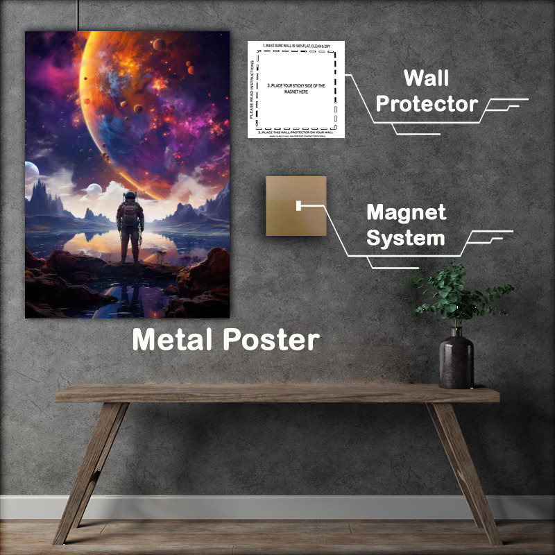 Buy Metal Poster : (Celestial Sojourner Astronaut in the Infinite Expanse)