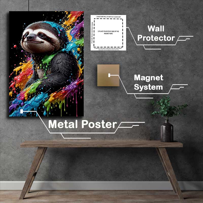 Buy Metal Poster : (Cid The Sloth with a splash of colour)