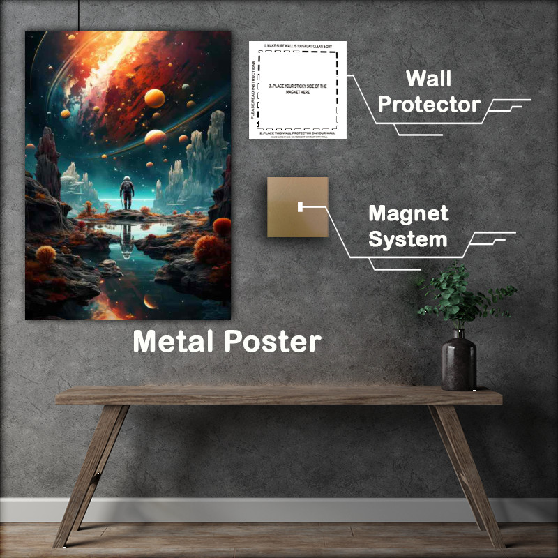 Buy Metal Poster : (Cosmic Explorer Mans Journey to New Realms)