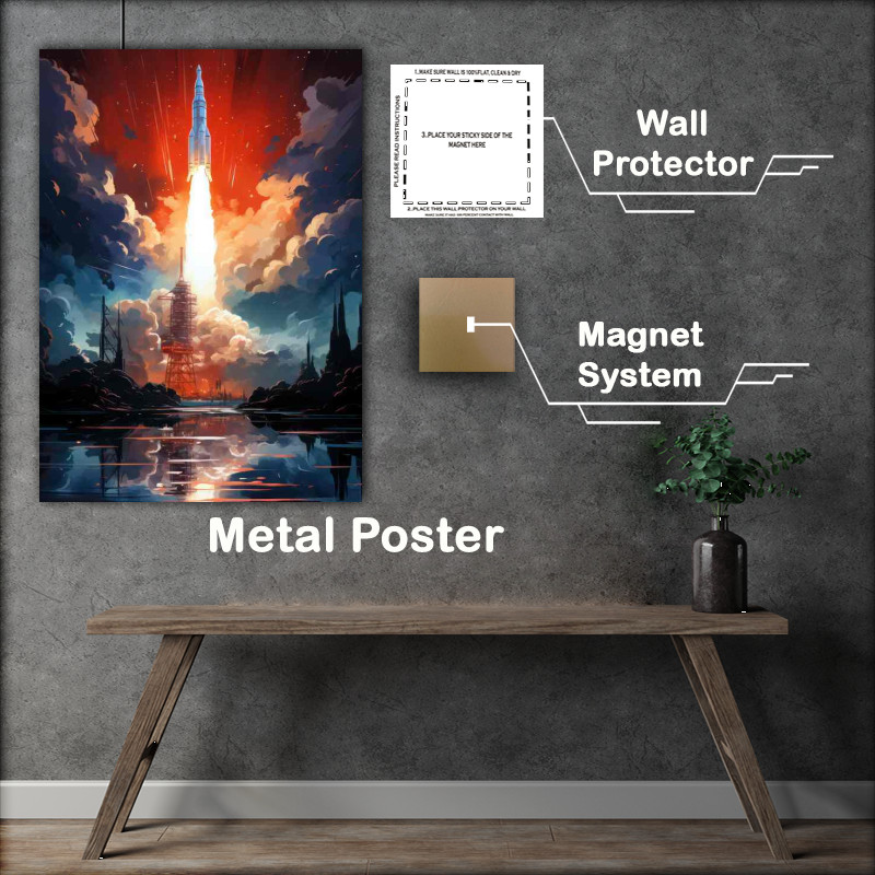 Buy Metal Poster : (Cosmic Launchpads Sites of Spectacular Rocket)