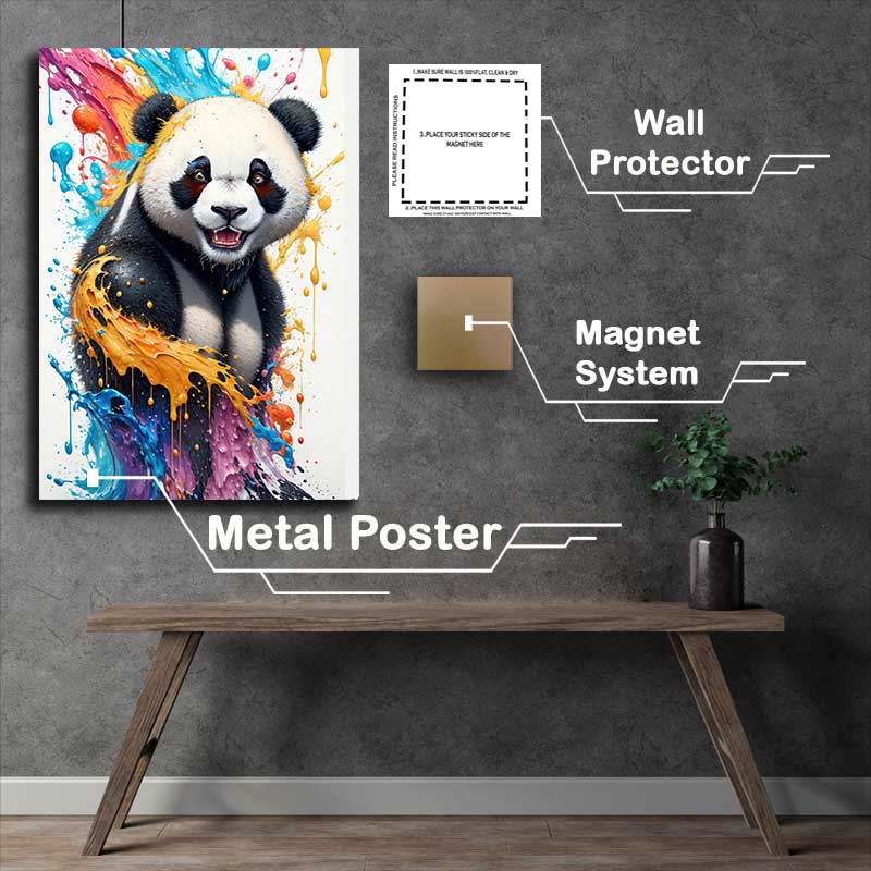 Buy Metal Poster : (Colourful Bamboo Ballet Panda Splashed In Art)