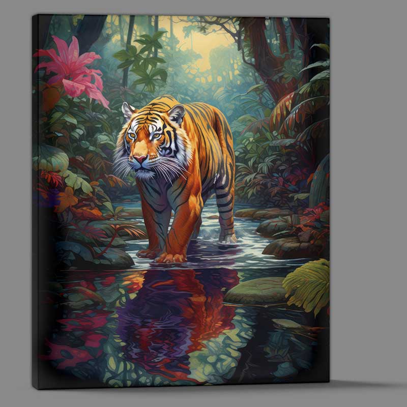 Buy Canvas : (Cosmic Catwalk Tiger With A Magestic Reflection)