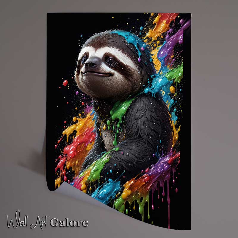 Buy Unframed Poster : (Cute Kerry The Sloth With A Touch Of Splash Art)