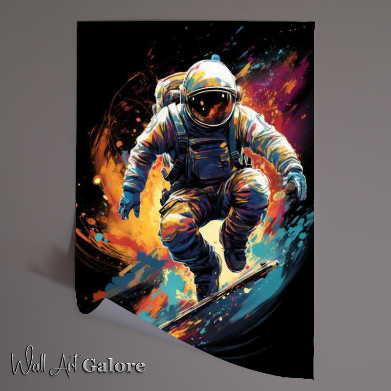 Buy Unframed Poster : (Intergalactic Sojourn Astronauts Journey in Skateboarding)