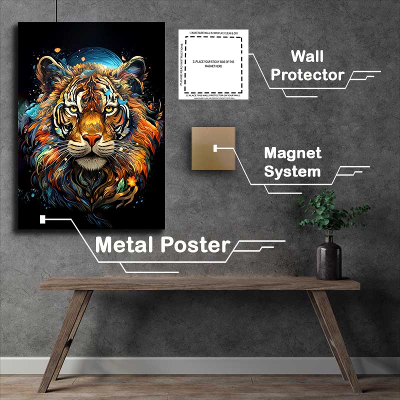 Buy Metal Poster : (Rainbow tiger dark srarry night)