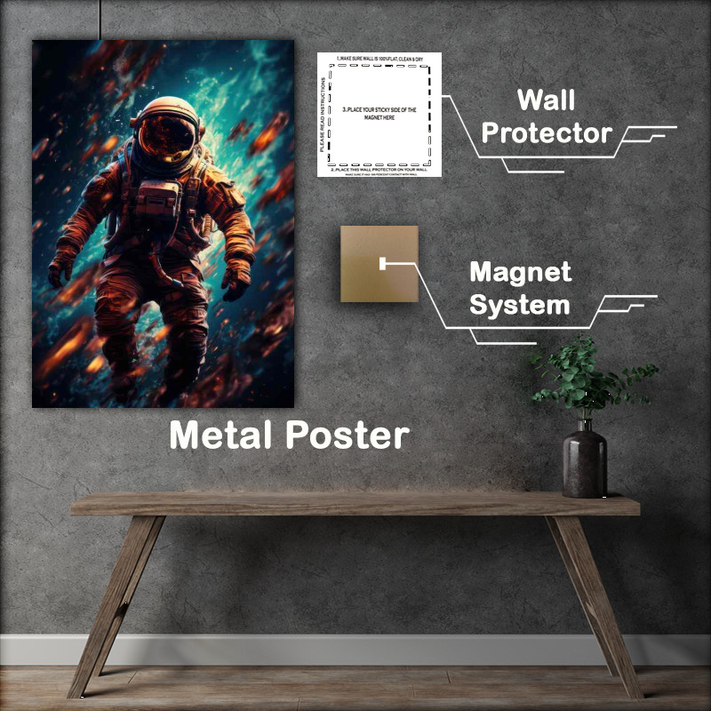 Buy Metal Poster : (Starlit Solitude Astronauts Intimate Journey)
