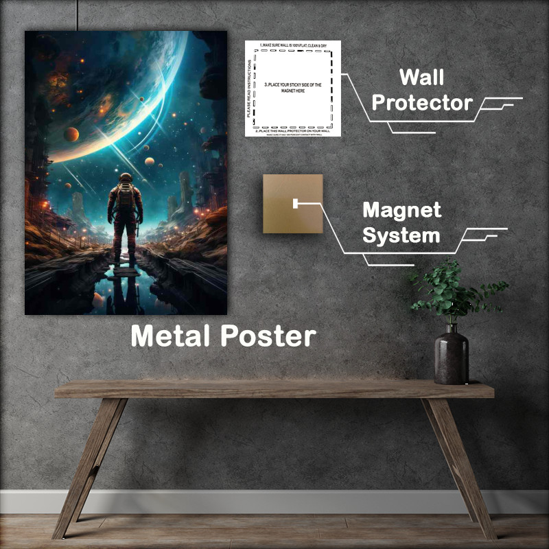 Buy Metal Poster : (Stellar Explorer Mans Journey to the Cosmos)
