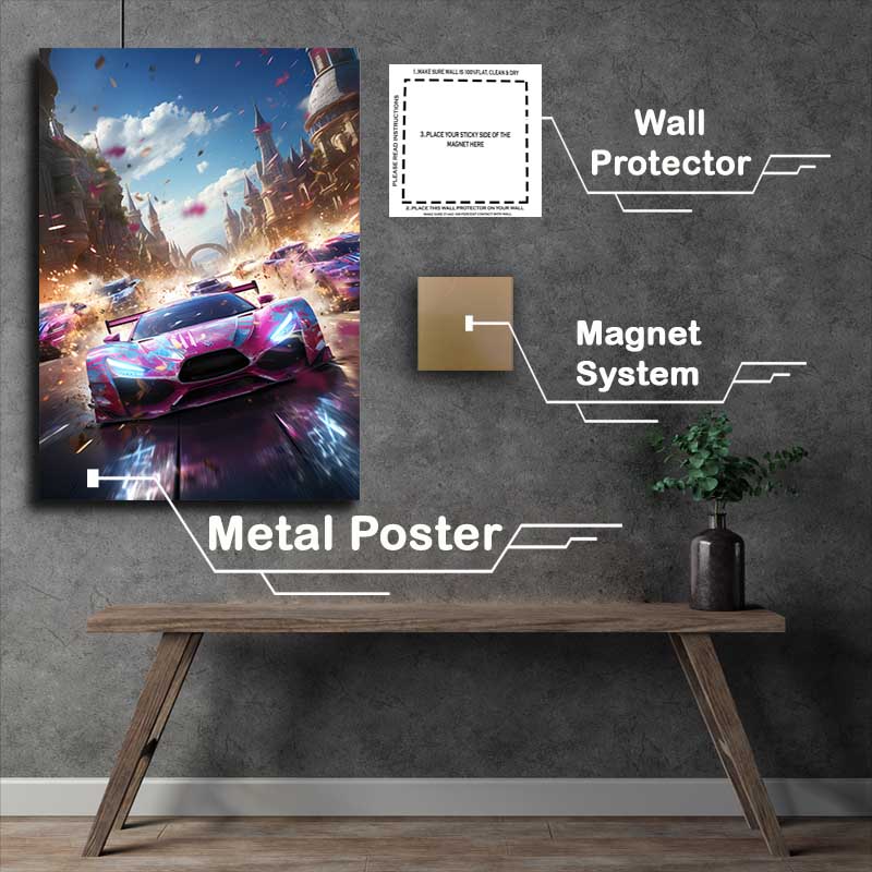 Buy Metal Poster : (Super Car Racing On Track)