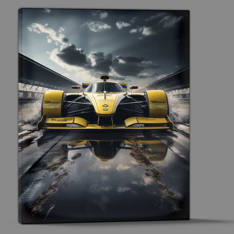 Buy Canvas : (Yellow Sports Car Driving On Track)
