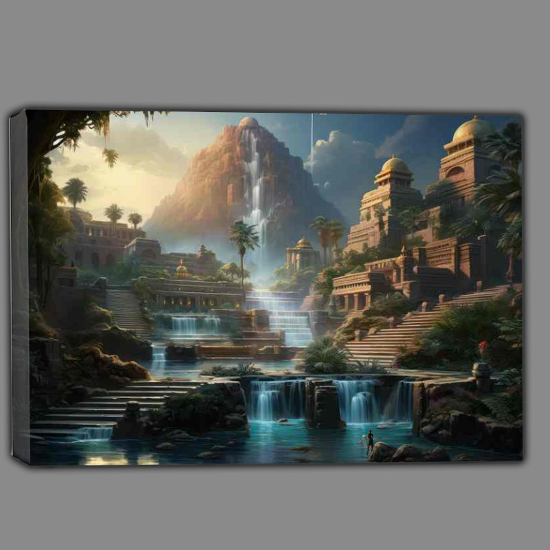 Buy Canvas : (Call Of The Ancients Cascading Waterfall)