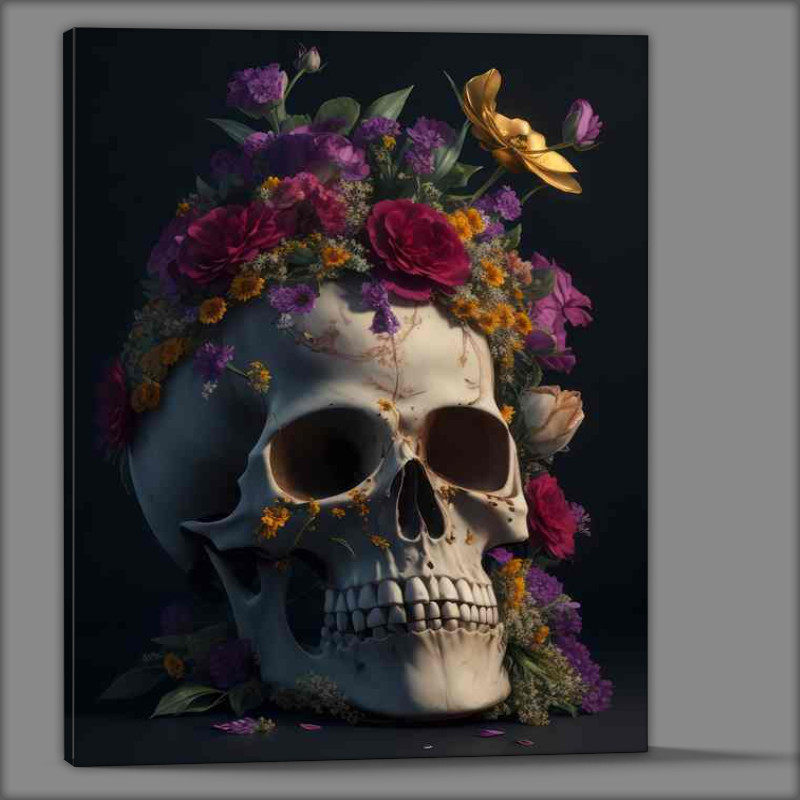 Buy Canvas : (Floral Skull Symphony-gigapixel-hq-height-14400px)