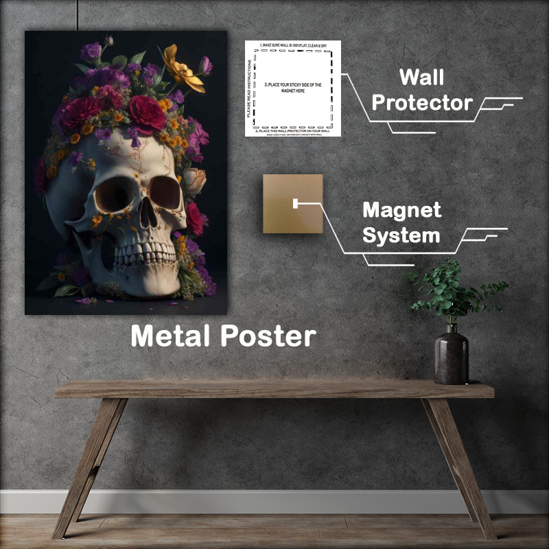 Buy Metal Poster : (Floral Skull Symphony-gigapixel-hq-height-14400px)