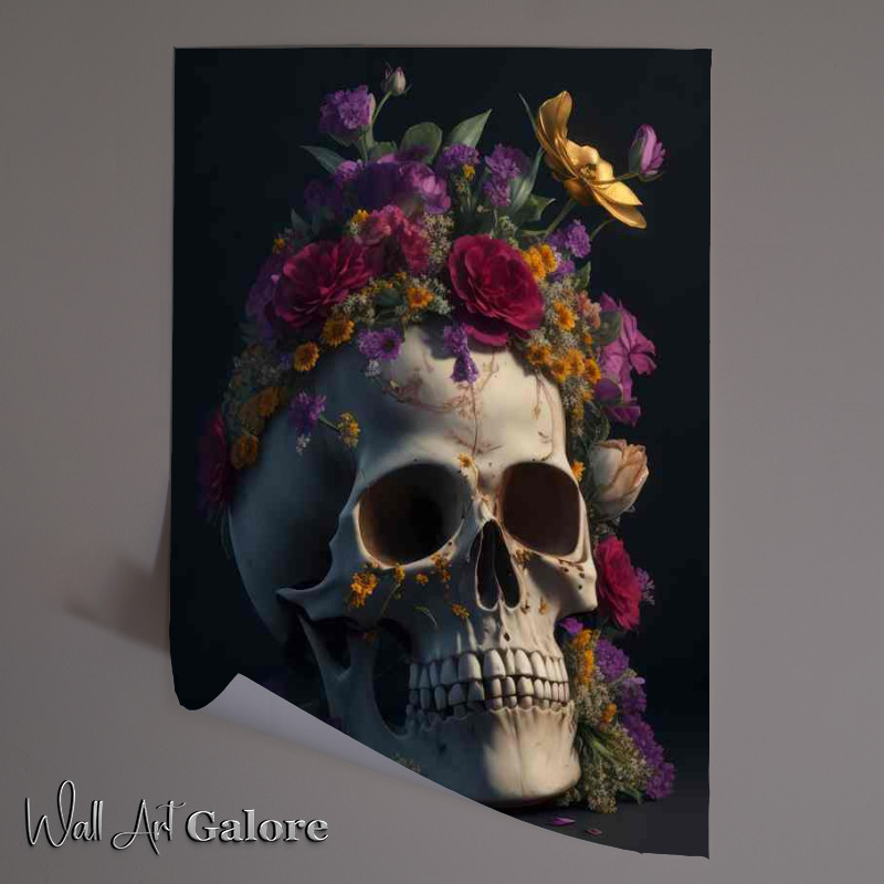 Buy Unframed Poster : (Floral Skull Symphony-gigapixel-hq-height-14400px)