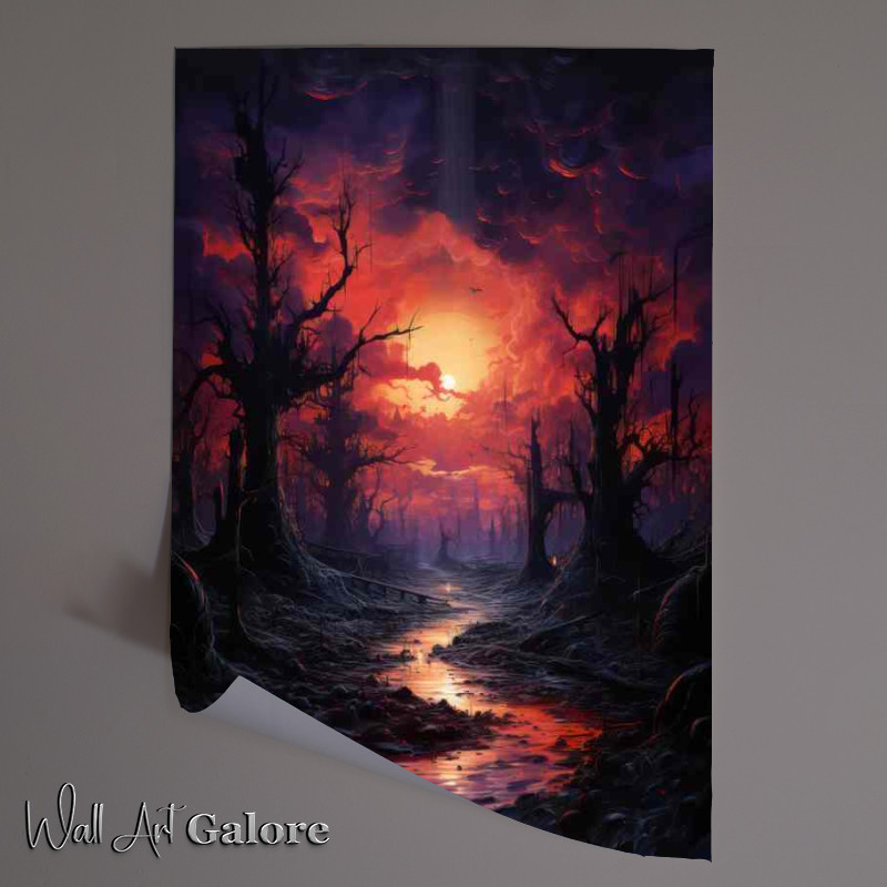 Buy Unframed Poster : (Blood Moon Over Mysterious Forest)