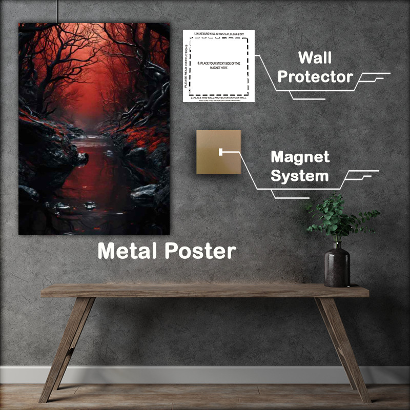 Buy Metal Poster : (Crimson Skies Over Enchanted Forest)