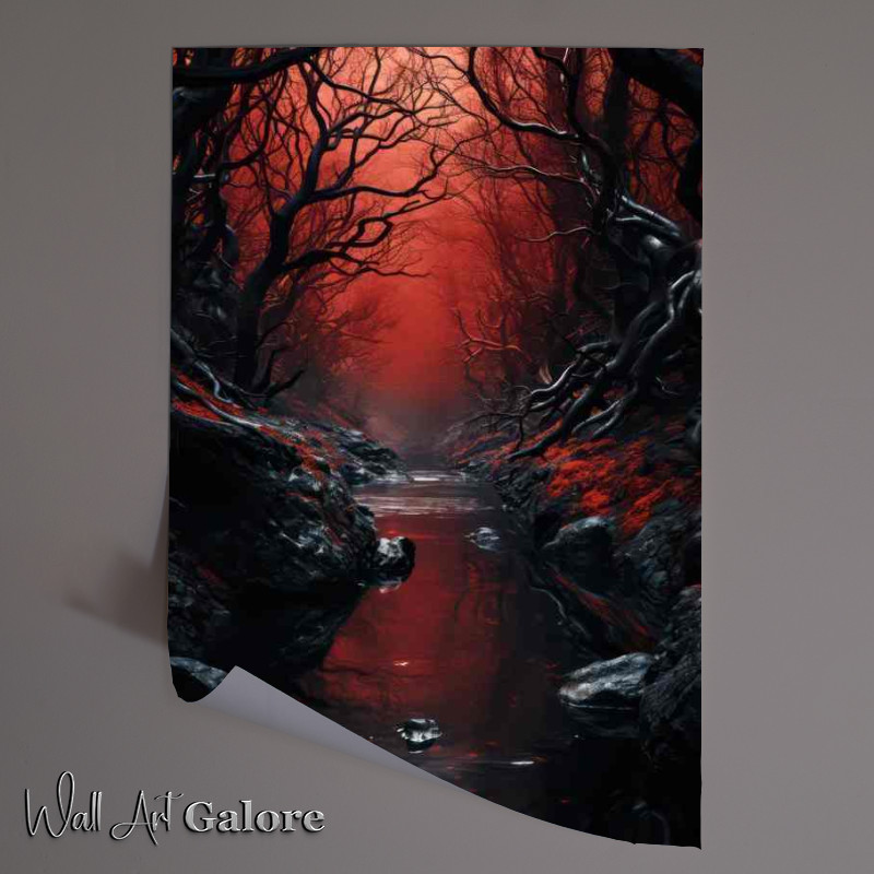 Buy Unframed Poster : (Crimson Skies Over Enchanted Forest)