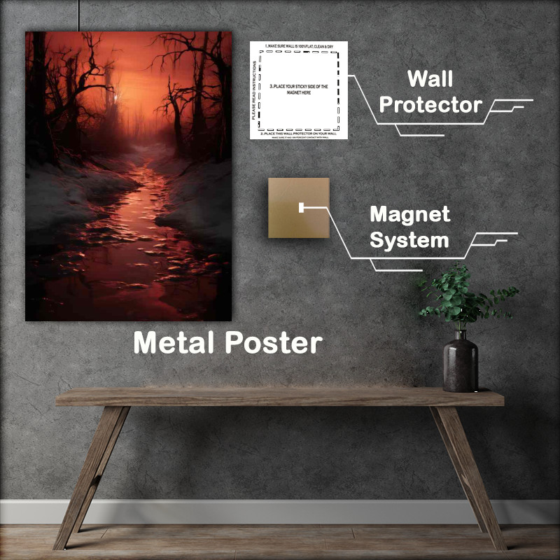 Buy Metal Poster : (Enchanted Woods Forest at Midnight Glows)