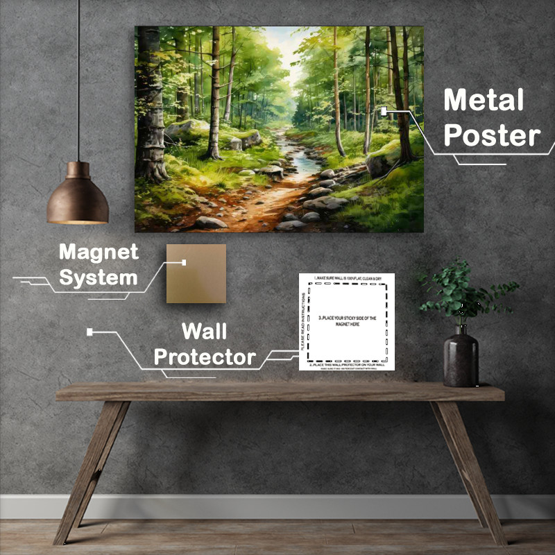 Buy Metal Poster : (A Beautiful Forest With A Path Nestled Through It)