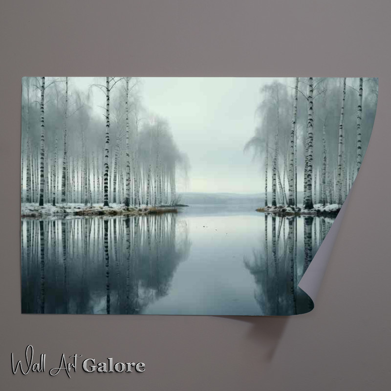 Buy Unframed Poster : (A Tranquil Scene Black And White Trees Reflection)