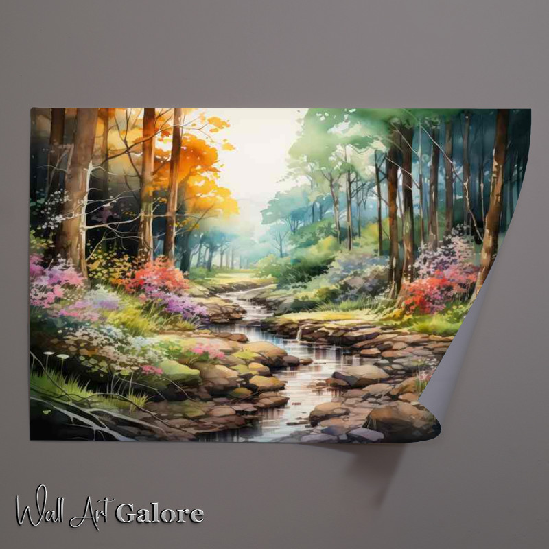 Buy Unframed Poster : (Charming Woodland Colorful Treescape)