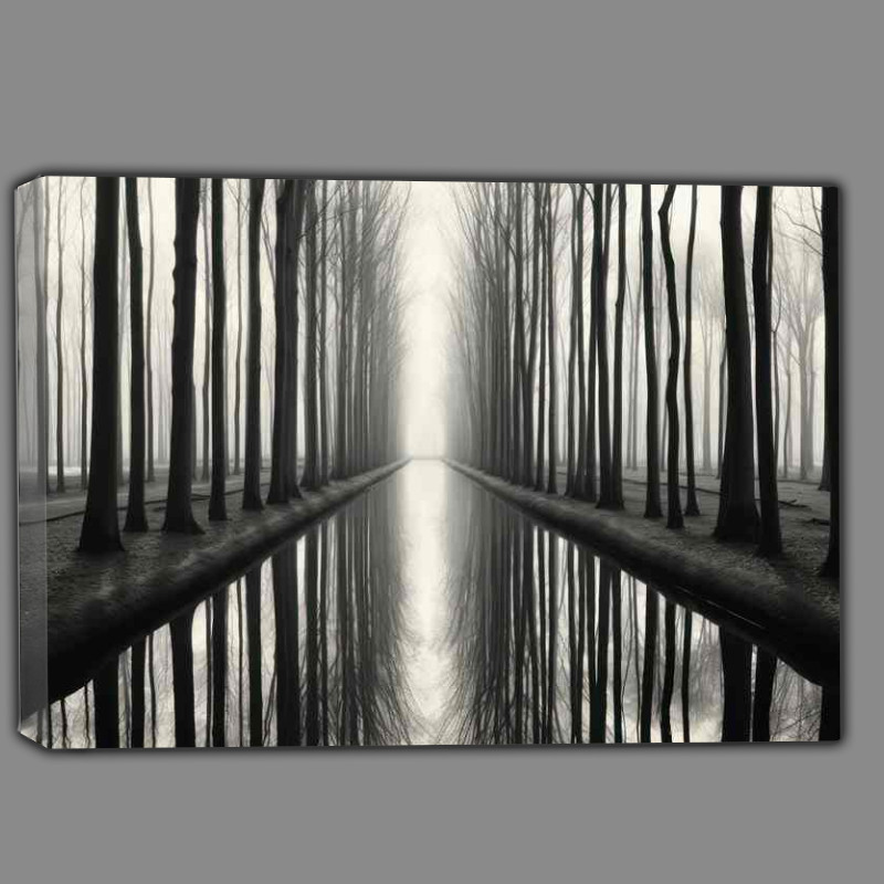 Buy Canvas : (Contrasting Beauty Black and White Trees Reflecting)