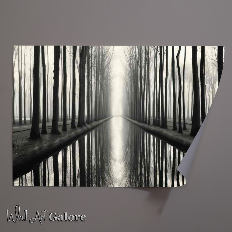 Buy Unframed Poster : (Contrasting Beauty Black and White Trees Reflecting)