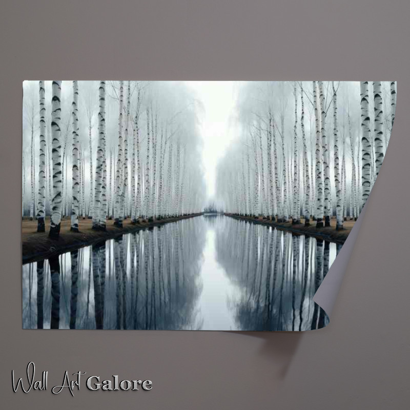 Buy Unframed Poster : (Elegance in Grayscale Trees by Waters Edge)