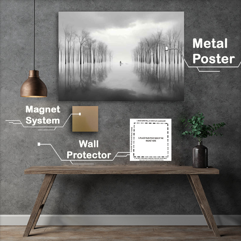 Buy Metal Poster : (Harmony of Contrast Trees in Black and White)