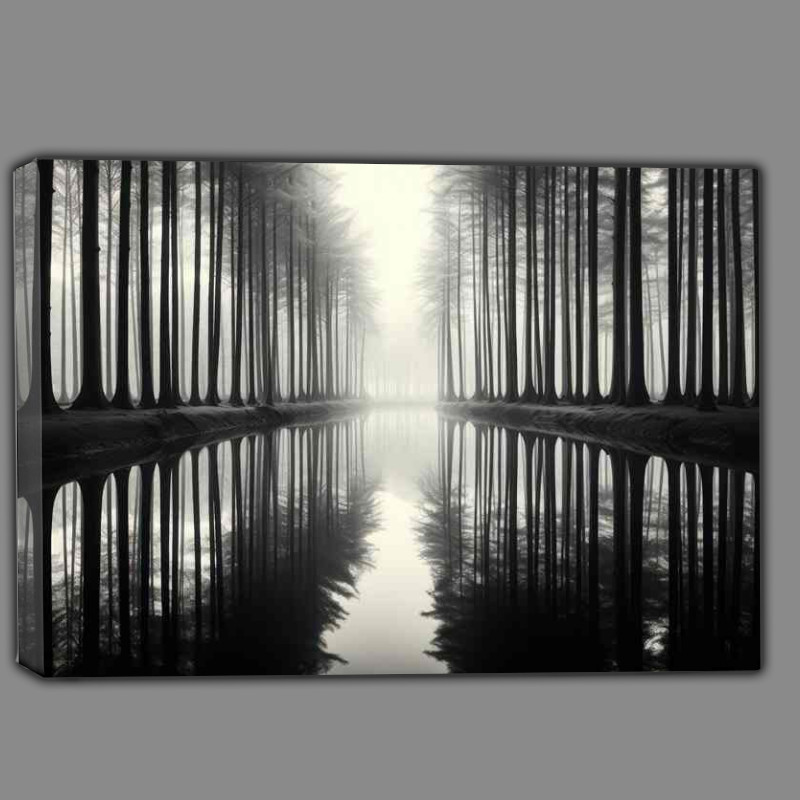 Buy Canvas : (Monochrome Serenity Trees by Reflecting Waters)