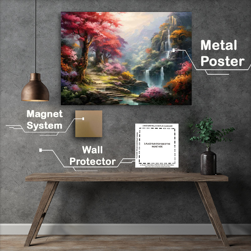 Buy Metal Poster : (Spectrum of Seasons Colorful Treescape)