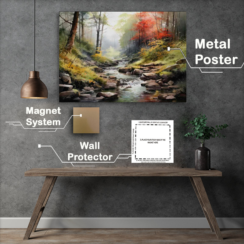 Buy Metal Poster : (The River and Colorful Trees Delight)