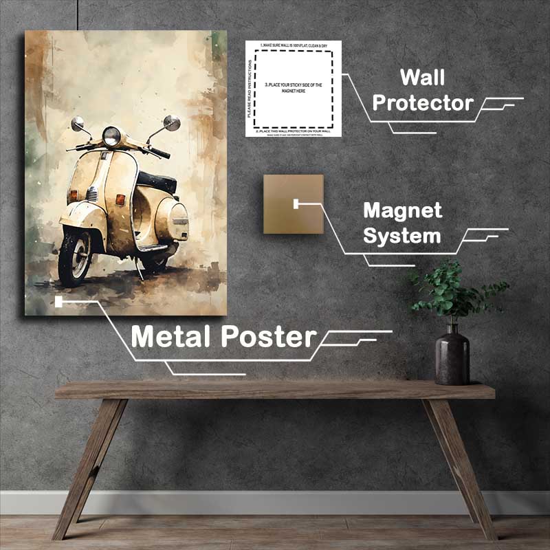 Buy Metal Poster : (Painting Of A Old Scooter Bike)