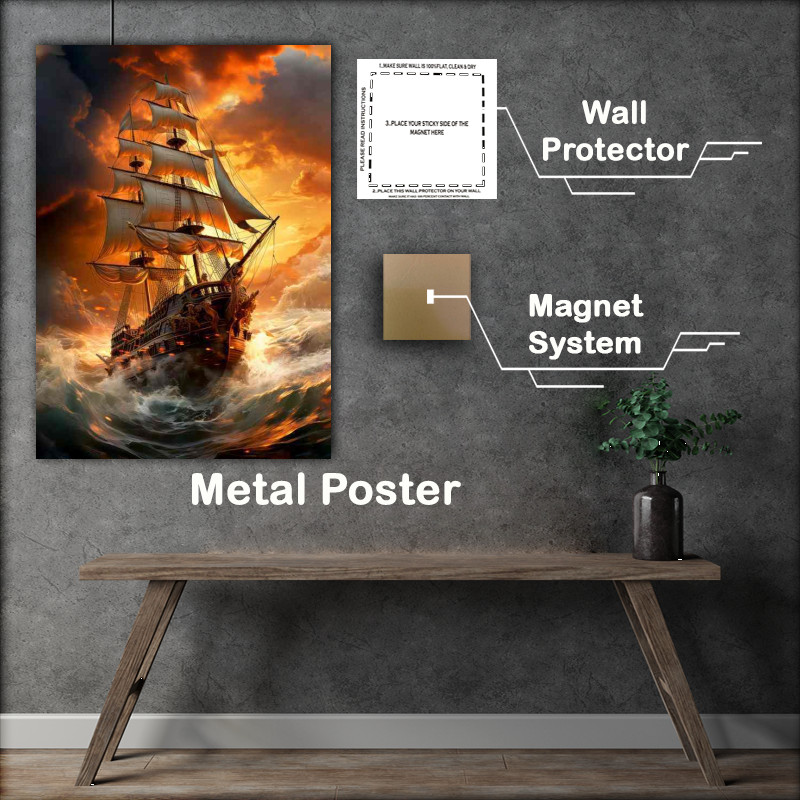 Buy Metal Poster : (A ship in the turbulent ocean)