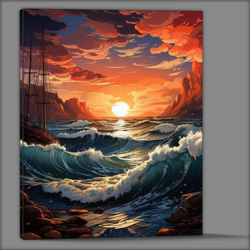 Buy Canvas : (Aqua Symphony Colorful Seascape Delight)