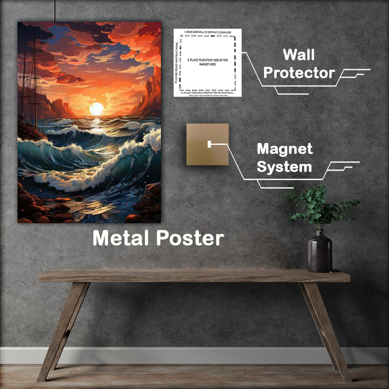 Buy Metal Poster : (Aqua Symphony Colorful Seascape Delight)