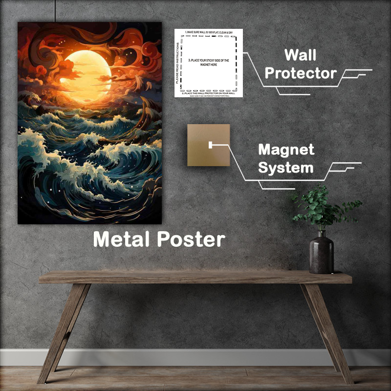 Buy Metal Poster : (Blood Moons Glow on Restless Waters)