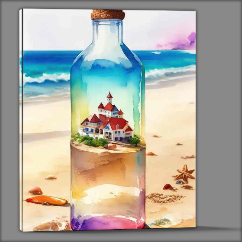 Buy Canvas : (Dreamy bottle in the sand)