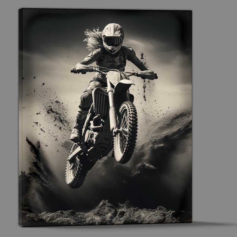 Buy Canvas : (Rider On A Dirt Bike Flying Through The Air)