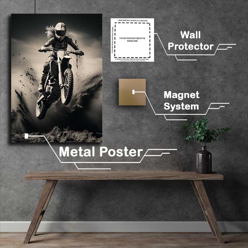 Buy Metal Poster : (Rider On A Dirt Bike Flying Through The Air)