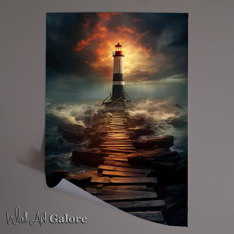 Buy Unframed Poster : (Lighthouses Elegance Beneath the Golden Sky)