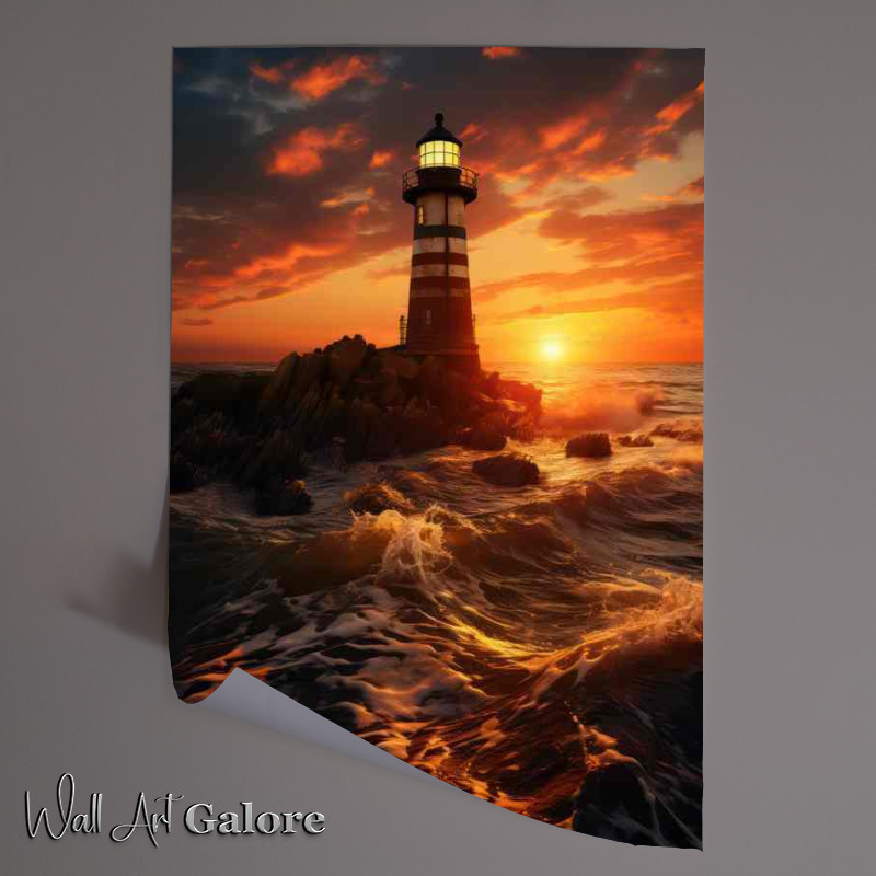 Buy Unframed Poster : (Lighthouses Last Light at Evening Sunset)