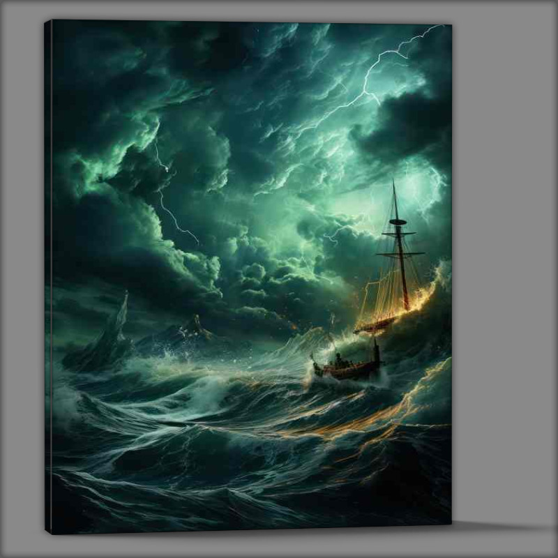 Buy Canvas : (Nighttime Odyssey Sailboat in the Darkness)