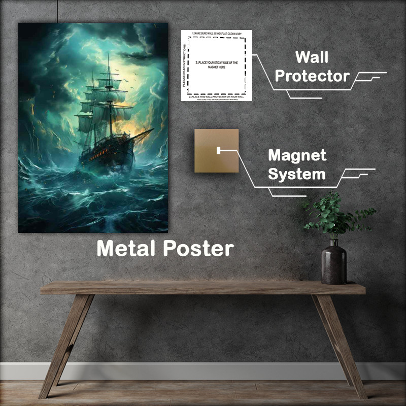Buy Metal Poster : (Sailing Under Stars Nocturnal Nautical Adventure)