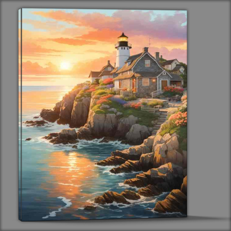 Buy Canvas : (Sunrise Beacon Lighthouses Early Morning Vigil)
