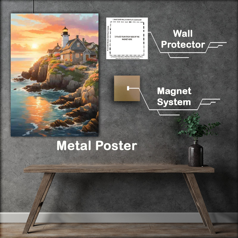 Buy Metal Poster : (Sunrise Beacon Lighthouses Early Morning Vigil)